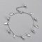 Brass Textured Leaf Charm Anklets, with Cable Chains and Bell Charms, Platinum, 8-3/8 inch(21.2cm)