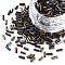 Metallic Colours Glass Bugle Beads, Round Hole, Coffee Plated, 3~8x2mm, Hole: 0.7mm, about 450g/pound