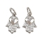 Brass Micro Pave Cubic Zirconia Pendants, with Jump Ring, Hamsa Hand with Heart Charms, Rack Plating, Long-Lasting Plated, Lead Free & Cadmium Free, Platinum, 12x8x2mm, Hole: 3mm