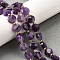 Natural Amethyst Beads Strands, Faceted, Flat Round, with Seed Beads, 10x5mm, Hole: 1mm, about 32~33pcs/strand, 14.96~15.55''(38~39.5cm)