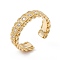 Clear Cubic Zirconia Square Open Cuff Ring, Brass Jewelry for Women, Cadmium Free & Lead Free, Golden, US Size 7 1/4(17.5mm)