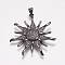 Brass Micro Pave Cubic Zirconia Pendants, Sun, Gunmetal, 36x34x5.5mm, Hole: 3.5x4mm