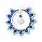 Glass Seed Beaded Sun Pendants, with Brass Connector Charms and  Shell Pearl Bead & Glass, Blue, 36.5x43x8mm, Hole: 1.2mm