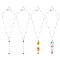 4Pcs Brass Satellite Chain Necklaces, Iron Bar Beadable Pendant Necklaces, Platinum, 17.52 inch(44.5cm), 4pcs/set