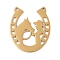 304 Stainless Steel Pendants, Laser Cut, Horseshoe with Horse Charms, Golden, 29.5x25.5x1mm, Hole: 1.4mm