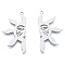 Non-Tarnish 201 Stainless Steel Pendants, Half Sun Charm, Stainless Steel Color, 38x20x1mm, Hole: 1.5mm