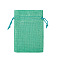 Linenette Drawstring Bags, Rectangle, Medium Aquamarine, 14x10cm