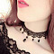 Gothic Style Resin Tassel Lace Chain Necklaces, Oval, Black, 11.81~15.75 inch(30~40cm)