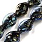 Handmade Dichroic Foil Glass Beads Strands, Leaf, Colorful, 18x13x6.5mm, Hole: 1.5mm, about 19pcs/strand, 13.19''(33.5cm)