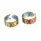 Leaf Cuff Rings, Hollow Wide Open Rings, Rainbow Color 304 Stainless Steel Rings for Women, US Size 8 1/2(18.5mm)