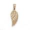 304 Stainless Steel Pendants,  Wing, Golden, 35x14.5x4mm, Hole: 5x10mm