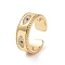 Brass Micro Pave Cubic Zirconia Open Rings, Evil Eye Cuff Rings for Women, Real 18K Gold Plated, Cadmium Free & Nickel Free & Lead Free, 8mm, Inner Diameter: US Size 7 3/4(17.8mm)