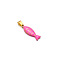 Stainless Steel Pendants, with Enamel, Golden, Sardine Fish Charm, Hot Pink, 22x7mm