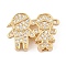 Brass Micro Pave Cubic Zirconia Slide Charms, Long-Lasting Plated, Human, Golden, 12.5x17x4mm, Hole: 9mm