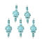 Dyed Synthetic Turquoise Turtle Rondelle Beaded Connector Charms, with 304 Stainless Steel Loops, Stainless Steel Color, Dark Turquoise, 40x14.5x7mm, Hole: 2mm
