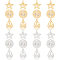 24Pcs 3 Style 201 Stainless Steel Pendants, Laser Cut, Teardrop & Star & Flat Round, Golden & Stainless Steel Color, 15.5~19x11.5~15.5x1mm, hole: 1.4~1.6mm, 8pcs/style