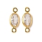 Brass Pave Clear Cubic Zirconia Connector Charms, Nickel Free, Real 18K Gold Plated, Oval, 11.5x5x2.5mm, Hole: 1.2mm