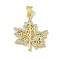 Brass Micro Pave Cubic Zirconia Pendants, Cadmium Free & Nickel Free & Lead Free, Real 18K Gold Plated, Leaf, 25.5x21.5x1.5mm, Hole: 4x3mm