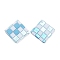Checkerboard Style Rhombus Acrylic Pendants, Light Sky Blue, 28x28x2.5mm, Hole: 1.2mm