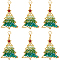 10Pcs Christmas Theme Alloy Big Pendant Decoration, with Glass Beads, Christmas Tree, Golden, 54mm, Tree: 42x32.5x7mm