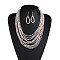Bohemian Style Glass Seed Beaded Multilayer Necklaces & Teardrop Dangle Earrings Sets, White, 490mm