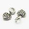 304 Stainless Steel European Dangle Pendants, Heart, Large Hole Pendants, Antique Silver, 22mm, Hole: 5mm
