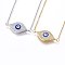 304 Stainless Steel Pendant Necklaces, with Cubic Zirconia and Enamel, Eye, Clear, Mixed Color, 18.1 inch(46cm)