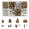 PH PandaHall 152pcs Glue-in End Caps 4 Styles Alloy Cord Ends 2 Colors Cord End Caps Vintage End Tip with Loop Ring Leather Cord Clasps for DIY Tassel Bracelet Necklace Jewelry Bag, 2/2.5/3/4mm Hole
