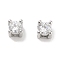 Brass Micro with Single Clear Zirconia Beads, Cadmium Free & Nickel Free & Lead Free, Flat Round, Platinum, 3x3x3.5mm, Hole: 0.9x1.5mm
