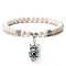 Fashion Synthetic Turquoise Beaded Stretch Bracelets, Owl with Evil Eye Charms Bracelets for Women