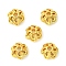 Rack Plating Brass Bead Caps, Long-Lasting Plated, Lead Free & Cadmium Free, 6-Petal Flower, Real 18K Gold Plated, 6.5x3.5mm, Hole: 1.4mm