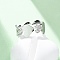 304 Stainless Steel with Rhinestone Finger Rings, Heart, Stainless Steel Color, 8mm, Inner Diameter: 17mm