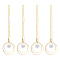 Glass Teardrop Pendant Decorations, Hanging Suncatchers, with Brass Findings, for Home Decoration, Golden, 250mm, 4pcs/bag