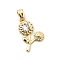 Brass Micro Pave Cubic Zirconia Pendants, Flower, Light Gold, 18x11x3.5mm, Hole: 2.5x4.5mm
