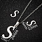 201 Stainless Steel Pendant Necklaces & Stud Earrings Sets, Letter S, 400mm