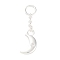 925 Sterling Silver Clear Cubic Zirconia Tassel Pendants, Crescent Moon Charms with Jump Rings and 925 Stamp, Silver, 18mm, Pendant: 11x5x1mm, Hole: 3.5mm