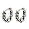 Antique Silver 316 Stainless Steel Hoop Earrings, Skull, 14x15x3.5mm