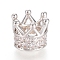 Brass Micro Pave Cubic Zirconia Beads, Long-Lasting Plated, Crown, Clear, Real Platinum Plated, 7x5mm, Hole: 3mm