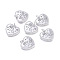 Brass Micro Pave Cubic Zirconia Pendants, with Jump Rings, Long-Lasting Plated, Cadmium Free & Lead Free & Nickel Free, for Mother's Day, Heart with Word Mom, Clear, Platinum, 19x20x3mm, Hole: 3.4mm