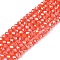 Electroplate Glass Beads Strands, Opaque Solid Color, AB Color Plated, Faceted, Rondelle, Tomato, 2.9~3.3x2mm, Hole: 0.8mm, about 144~150pcs/strand, 35~37cm