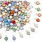 120Pcs Electroplate Opaque Glass Charms, with Golden Plated Brass Loops, Flat Round, Mixed Color, 12.5~13x8x4mm, Hole: 3~3.5mm