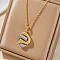 Geometric Inlaid Brass Cubic Zirconia Hollow Necklace, Ideal for Valentine's Day and Birthday Parties, Golden, 15.75 inch(40cm);