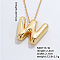 Stainless Steel Party Balloon Letter Pendant Cable Chain Necklaces for Women, Golden, Letter W, 15.75 inch(40cm)