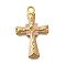 304 Stainless Steel Pendants, with Enamel & Rhinestone, Ion Plating(IP), Cross Charm, Golden, 32.5x20x3mm, Hole: 2.5mm