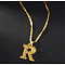 Brass Initial Pendant Necklaces, Golden, Letter R, 17.72 inch(45cm)