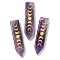 Natural Amethyst Moon Phase Pendants, Arrow Charms, 49.5x12.5x6mm, Hole: 1.6mm