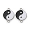 Alloy Black & White Enamel Yin-yang Connector Charms, Lead Free & Cadmium Free, Platinum, 24x17x1.5mm, Hole: 2.5mm