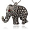 Tibetan Style Alloy Rhinestone Big Pendants, Cadmium Free & Lead Free, Elephant, Antique Silver, Hematite, 43x51x5.5mm, Hole: 3.5mm