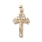 Brass Micro Pave Clear Cubic Zirconia Pendants, Cadmium Free & Nickel Free & Lead Free, Cross, Real 18K Gold Plated, 30x18x4mm, Hole: 5.5x3.5mm