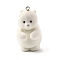 Flocky Opaque Resin Pendants, Bear Charms, with Platinum Iron Loop, White, 42x22.5x27mm, Hole: 2mm